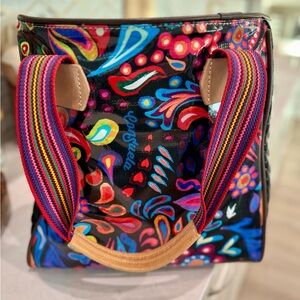 Consuela Multicolor Paisley Tote with Striped Strap